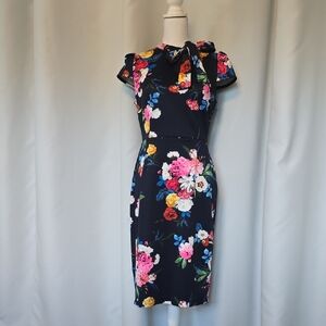 New York & Company Navy Floral Midi Dress